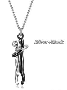 1pc Hug Necklace, Couples Necklace, Family Hug Pendant Necklace, Lovely Commitment Pendant Necklace, Suitable For Couples Story, Lovers Story Necklace, Unisex Couples Pendant Necklace, Suitable As Valentine's Day Gift, Birthday Gift, Anniversary Gift, Mother's Day Gift - Multicolor - View 10