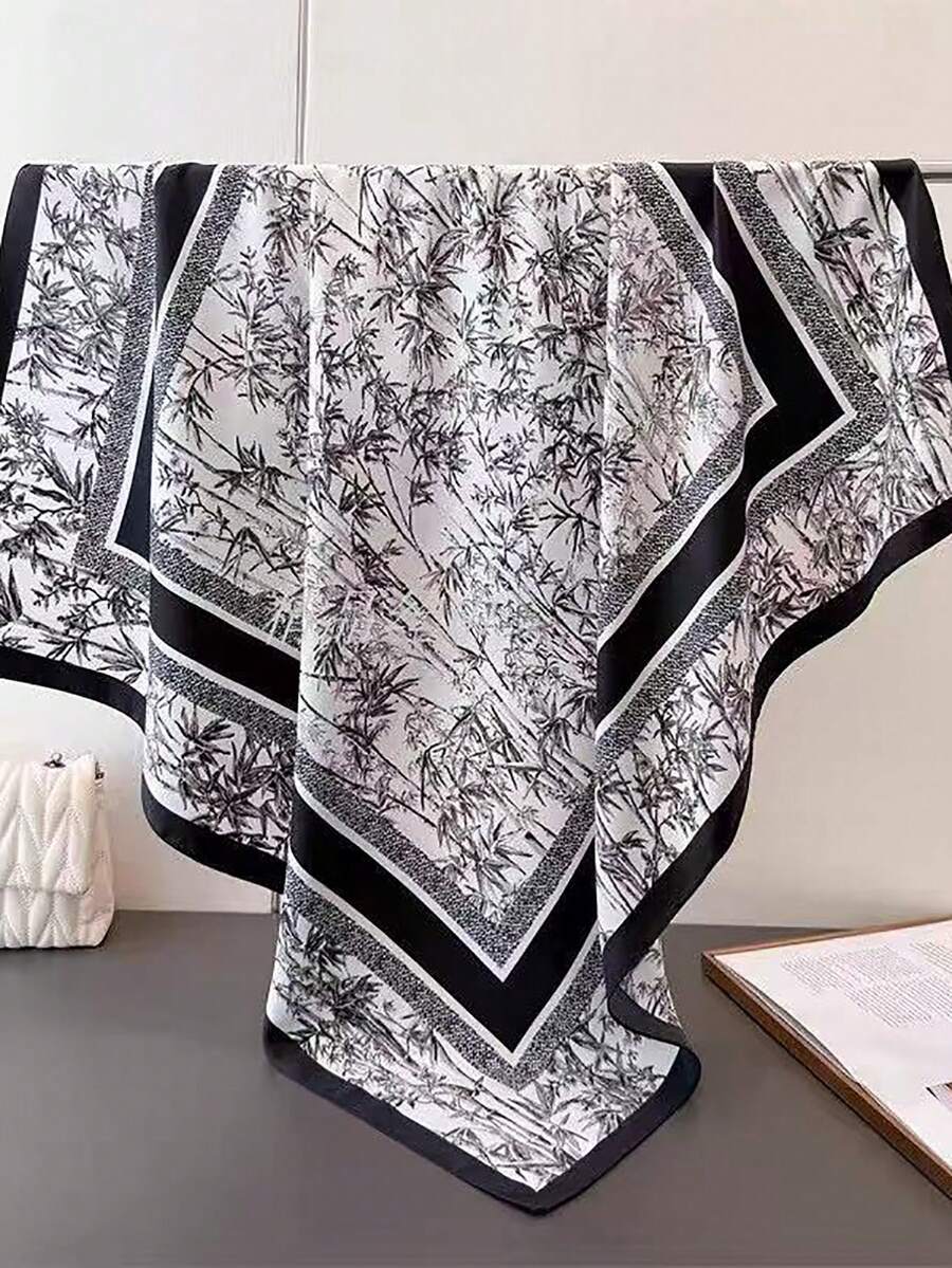 Floral Patchwork Scarf, Shawl, Sunscreen Wrap For Women - Black 1 - View 1