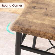 Juego de comedor estilo rústico de 3 piezas, mesa para 2 personas con 1 mesa de comedor y 2 sillas tapizadas, mesa de cocina con estructura de metal, juego de comedor, mesa de comedor y sillas, marrón rústico - Marrón - Ver 6