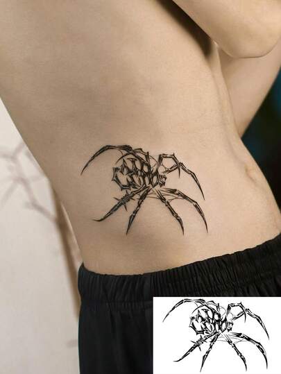 1 pieza Tatuaje temporal de hierbas que dura de 7 a 14 días, pegatina de tatuaje con patrón de araña y espinas, tatuaje temporal fresco y personalizado para hombres, pegatina de tatuaje temporal impermeable, adecuado para personas