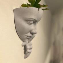 1pc Unique Face Shaped Planter, Durable Plastic Material For Home Decor, Housewarming Gift - Face-shaped Flower Pot - View 7