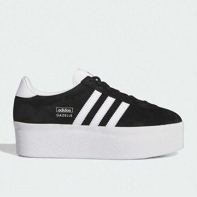 Adidas 【隐藏式增高】阿迪达斯女士 Gazelle 运动鞋,厚底休闲鞋,轻便缓震,多功能通勤鞋,带增高功能 - 黑色 - 查看 1