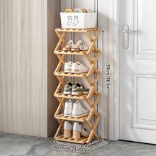 Senmeo Wood Shoe Rack Foldable Shoe Organizer Shoe Storage For Small Spaces Free Standing Shelf For Entryway, Bedroom, Garage (6/8Tiers,Primary Colors) - Maple - Xem 7