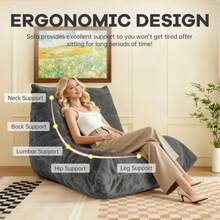 FTMMC-HUISE Ergonomic Bean Bag Chair With 5-Way Body Support - Grey - View 5