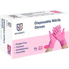 100pc 7 Colors Available Disposable Nitrile 3-Mil Latex Free Tattto Nail Hair Salon Cleaning Gloves - 玫紅色 - 查看 7