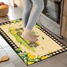1 pieza Alfombra impresa con patrón de limón, tapete de lana sintética - Altamente absorbente, fácil de limpiar, adecuado para decoración del hogar, estilo rústico, entrada, interior, habitación, cocina, comedor, oficina pequeña/oficina en casa, fregadero, lavandería, felpudo, alfombrilla de cocina, alfombrilla antideslizante - Multicolor - Ver 5