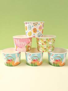 12pcs Easter Themed Disposable Paper Bowls,Cute Rabbit & Easter Eggs Pattern Paper Party Bowls,Spring Easter Bunny Dessert Bowls,Snack Bowls,Party Cups,Easter Decorations,Happy Easter Decor,Home Decor,Kitchen Table Decor,Easter Party Supplies,Easter Gifts,Party Favor Box - Multicolor - View 7