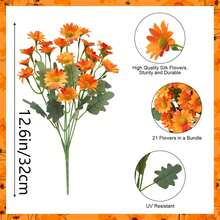 5 buchete de flori artificiale de margarete, flori de crizantemă artificiale rezistente la UV pentru decor de primăvară în aer liber, potrivite pentru curte, gazon, grădină, jardinieră, coș agățat și verandă - Multicolor - Vizualizare 2