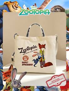 Disney 1个疯狂动物城印花帆布手提袋，男士多功能卡通可调节肩带手提单肩包，大容量手提包，——非常适合男士/学生，适合外出/日常/购物 - 彩色 - 查看 15