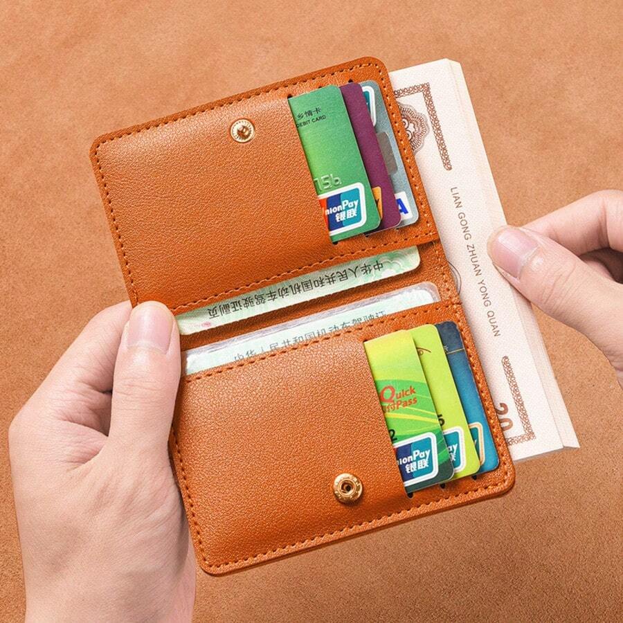 New Minimalist Folding Snap Small Wallet, Unisex Slim Credit Card Holder, Suitable For Men And Women