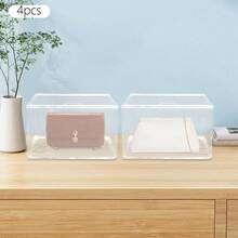 SanBouSi 4PCS Stackable Storage Boxes PET Display Box Clear Handbag Storage Organizer For Handbag Shoes Toys Artwork Cameras - Clear - View 8