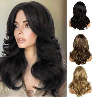 Peluca larga y ondulada de color negro, marrón, rubio y natural para niñas adolescentes, mujeres y damas, de cabello sintético para uso diario, fiestas, disfraces, Navidad, Año Nuevo y vestidos