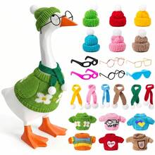 Traje de ganso de escritorio para miniestatua de ganso, suéter de punto y sombrero, conjunto de disfraz para suministros de fiesta - Multicolor - Ver 2