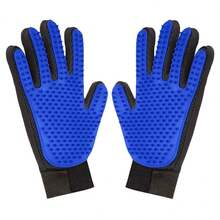 1pc Pet Grooming Glove - Gentle Deshedding Brush Glove - Efficient Pet Hair Removal Glove - Enhanced Five-Finger Design - Suitable For Long & Short Haired Dogs, Cats, Rabbits And Horses, Effective Pet Deshedding Glove - Blue - View 1