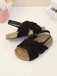 1 Pair Children's Casual Versatile Soft-Sole Comfortable Sandals, Toddler Prewalker Beach Shoes - Black - View 6