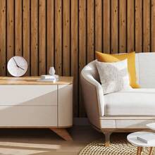 Adhesive Wallpaper With Rustic Wood Ribbed Pattern, Natural Oak, Medium Ribbed Design - Multicolored 4 - View 5