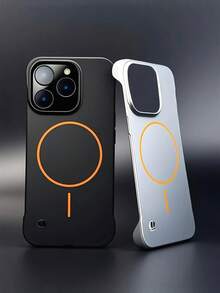 New Luxury Metal Paint Magnetic Wireless Charging Protective Case For Air 17/16/15/14/13/12/11 Pro Max Plus, Ultra-Thin Frameless Heat Dissipation Protective Cover - Rose Gold - View 4