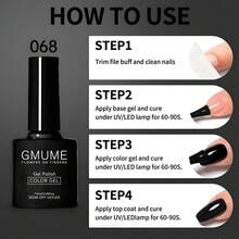 Classic Black Gel Nail Polish 7.5ml - Soak Off UV LED Gel Varnish, High Gloss Shine Finish, Solid Color Nail Art Lacquer For DIY Home Manicure & Salon (No.068) - 黑色 - 查看 11
