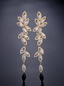 rakol 1 Pair Luxury Elegant Wrapped Leaf Design Dangle Earrings, Suitable For Wedding Wear And Gift - Style 6 - View 12