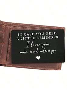 Aluminum Alloy Engraved Wallet Card Decoration Gift For Boyfriend Husband, In Case You Need A Little Reminder I Love You Wallet Insert Card Wedding Christmas Valentine's Day Birthday Gift Valentines - Black - View 4