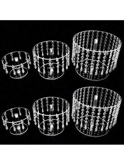 1pc,Elegant Acrylic Cake Stand With Crystal Chandelier - Perfect For Weddings, Afternoon Tea, Birthdays & Youngsters Showers, Wedding Cake Decorations