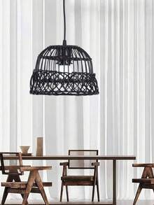 1个仿藤编织乡村风吊灯灯罩，复古侘寂风格吊灯装饰，适用于酒店/家居装饰