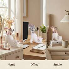 1 pièce Porte-pinceau de maquillage avec design mignon de chat de dessin animé - Multicolore - Voir 5