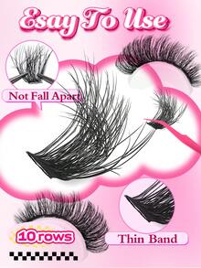 1837根/包 高容量单根假睫毛，D型卷翘，混合款式，长度10-16毫米，DIY假睫毛，自然浓密，轻盈纤细，超级柔软，可重复使用，单根分段式睫毛，睫毛嫁接套装，旅行必备 - 彩色 - 查看 8