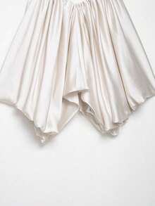 Seelio Summer New Women's Fashion Sexy Satin Pleated Camisole Top - Champagne - View 3