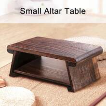 kangten Gdrasuya10 Folding Altar Table Meditation Table, Small Floor Ta Ble For Spiritual 2-Tier Japanese Shelf Vintage Puja Tab-Le Zen Style Storage Shelf Wooden Coffee Ta-Ble For Displaying Jars Books A Nice Gift - 20英寸 - 查看 8