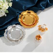 Elegant 4-Inch Metal Tray, Available In Two Colors, Vintage-Style Round Tray, Perfect For Breakfast, Fruit, Snacks, And Nuts - Ideal For Home, Restaurant, Parties, Picnics, And Weddings. Also Suitable For Jewelry Display And Storage.