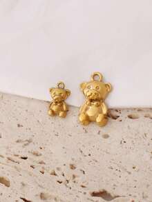 3 piezas de acero inoxidable chapado en oro de 18K con colgantes de osito pequeño, osito grande y dragón lindo para hacer joyas DIY, suministros de accesorios, componentes, aretes, collares, pulseras y hallazgos - 3 colgantes - Ver 3