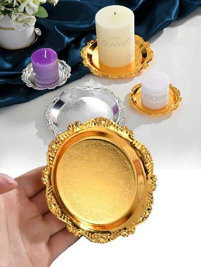 1 pieza Plato creativo para el desayuno en forma redonda de 4 pulgadas/6 pulgadas/8 pulgadas, plato de fruta dorado lujoso, plato elegante para aperitivos de banquete, plato para nueces, adecuado para fiestas familiares, restaurantes, picnics, bodas y decoración del hogar.