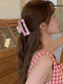 Cute Pink Bow Heart Acrylic Hair Claw Clip, Suitable For Women - Valentine's Day Hair Accessory, Fashionable Shiny Hair Clip, Fits Thick/Thin Hair Fashion Hair Clutch Elegant Hair Jaw Clip Valentine's Day Accessories Gift - Multicolor - View 3