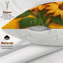 2pcs Sunflower Floral Pattern Pillow Covers, Soft & Comfortable Polyester Cushion Covers, 45X45cm, Zipper Closure, Machine Washable, Suitable For Home Decor, Sofa, Bedroom, Outdoor Decoration (Pillow Insert Not Included) - Multicolor - View 5