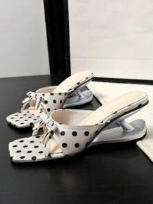 Niche Retro Minimalist Bow Polka Dot Heart High Heel Sandals For Women