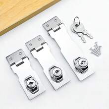 Stainless Steel Locking Latch, Thickened Safety Anti-Theft Door Latch With Key Lock And Drawer Folding Box Locking Hardware