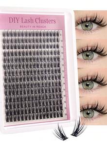 168/224pcs Delicate Eyelash Cluster Extensions, DIY Eyelash Clusters For Natural Look, Thick, Thin, Super Soft & Lightweight, Reusable Individual Segment False Eyelashes, Suitable For Travel, Daily Wear, Beginners, Weddings, Dates, Parties, Festivals, Great For Christmas/Halloween/Gift - 彩色 - 查看 9