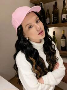 Baseball Cap With Water Ripple Curly Hair Women's Synthetic Wig Fashionable And Warm Suitable For Christmas Outings - Blonde Highlight - View 5