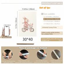 1 pieza Lienzo de arte de pared - Decoración de guardería para niñas, tema adorable de conejo, póster de conejo rosa suave - Arte de pared enmarcado perfecto para la decoración de la habitación de los niños, decoración de la sala de juegos, decoración de la habitación de los niños, decoración de la guardería, decoración de la sala de juegos, decoración de la guardería de niñas, decoración de la habitación de niñas, decoración de la habitación de niños, decoración de la habitación de niños - Multicolor - Ver 23