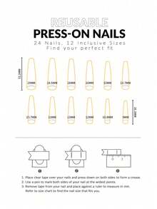 24片长棺材形美甲贴片，Y2K法式风格，镶嵌弧形水钻，全覆盖式美甲贴片，适合女性和女孩，秋冬季款