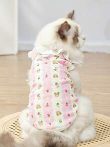 春夏蕾丝兔毛宠物服装，情人节及婚礼季猫咪服饰，透气轻便的犬猫套装，可系牵引绳的短腿猫咪防掉毛背心 - 彩色 - 查看 14