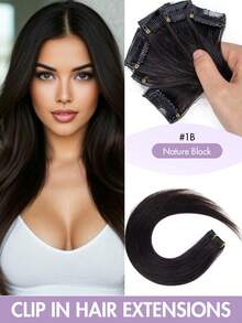 6片/套真人发接发片，带侧边挑染，无损伤假发，适合派对/日常佩戴，夹式接发片（1个夹子），自然无缝融合，质地柔顺，增加发量和长度，适合女性和女孩。 - 彩色 - 查看 27