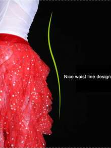 Leichter Chiffon Hüftschal für Bauchtanz mit mehrlagigem gerüschtem Taillenband, Tanzrock, Bühnenperformance Tanzdekoration und Accessoires (verschiedene Farben erhältlich) - Verschiedenfarbig - Übersicht 2