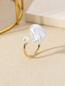 1 件时尚简约珍珠戒指，适合女性日常佩戴和礼物