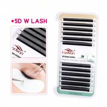Mi giả Fadvan 5D hình chữ W 0.07 C/D/L/M 6-15mm & Mi giả lông chồn tự nhiên hỗn hợp Mềm mại Chuyên nghiệp Mi giả dày dặn, dạng quạt - màu đen - Xem 4