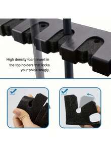 2pcs Horizontal Wall Mounted Fishing Rod Holder Rack, Holds Up To 6 Fishing Rods