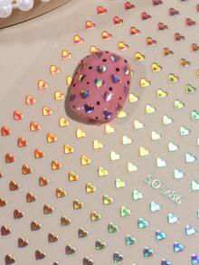 6/2pcs Mini Red Heart Nail Stickers, 6 Colors, Shiny Heart Design, Korean/Japanese Style, Cute & Charming, Y2K Valentine's Day Nail Decor, Self-Adhesive Nail Stickers, Nail Salon Accessories, DIY - Multicolor - View 9