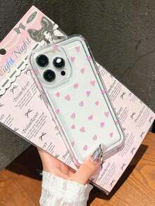透明心形图案手机壳，兼容苹果 17/16/14/13 Pro Max/12 Pro/11/Xr/Xs/7/8 Plus、S10/S22/A12/A50/A52/S24/A135G 等型号 - 耐用 TPU 材质，带气垫 - 彩色 - 查看 4