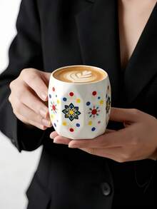 1 pieza Taza de café de cerámica con diseño de dados creativos, taza de estilo bohemio para espresso, taza con asa de agarre impresa a color, taza de té de estilo medio oriental para el Ramadán - Multicolor - Ver 6